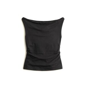 J.Crew Off-the-Shoulder Tank Top Stretch Cotton Black XS New With Tags